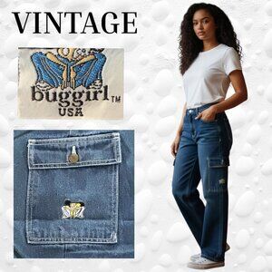 💥 VINTAGE ALERT! Buggirl USA cargo jeans – Y2K rave queen vibes. Size L.